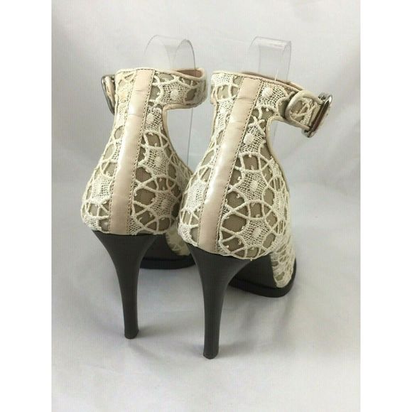 Carven Lace Mesh Sandal Pump Cream Neutral OpenToe - Picture 4 of 8